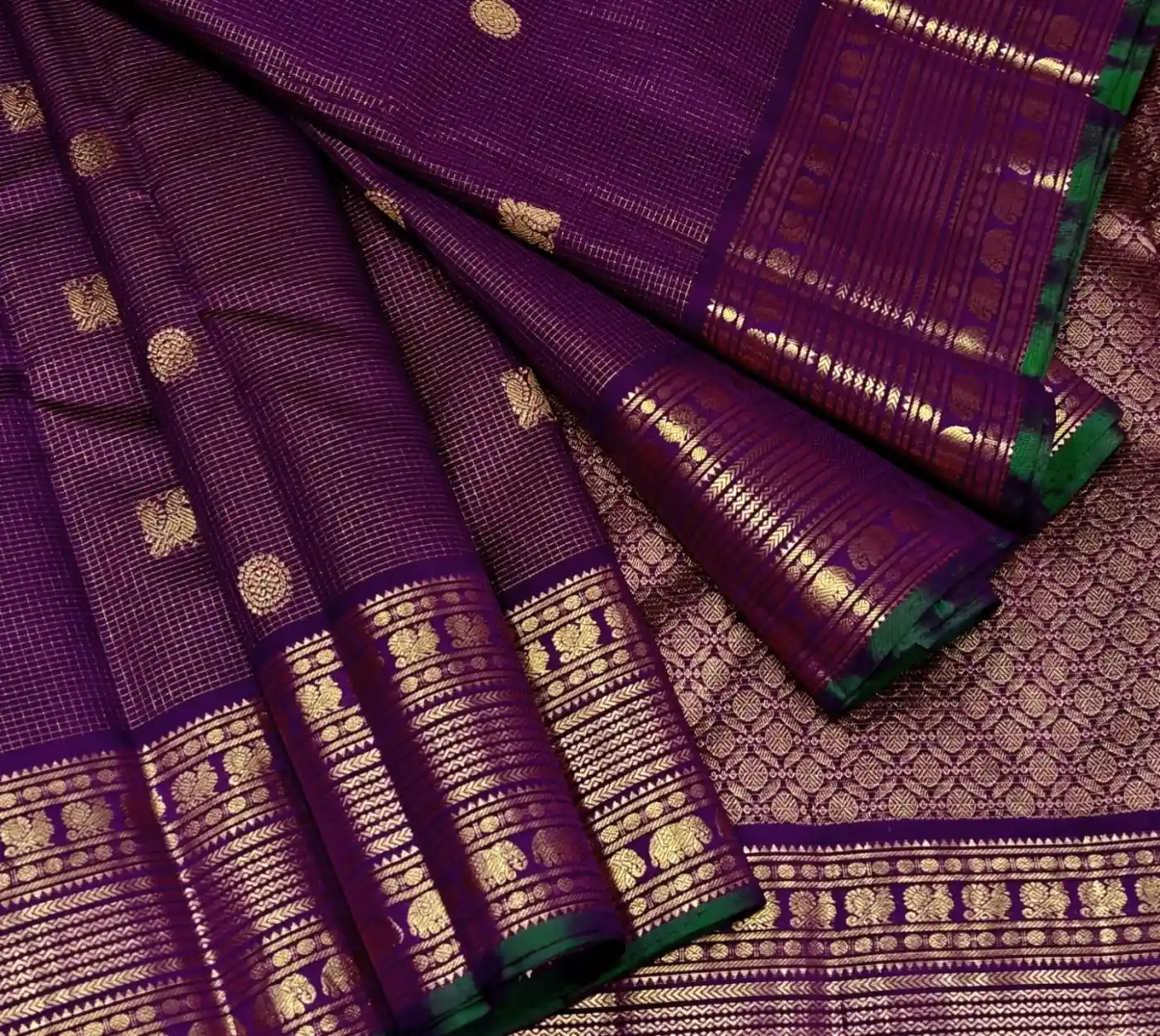 Majestic Purple Handloom Silk Saree with Rich Copper Zari Pallu